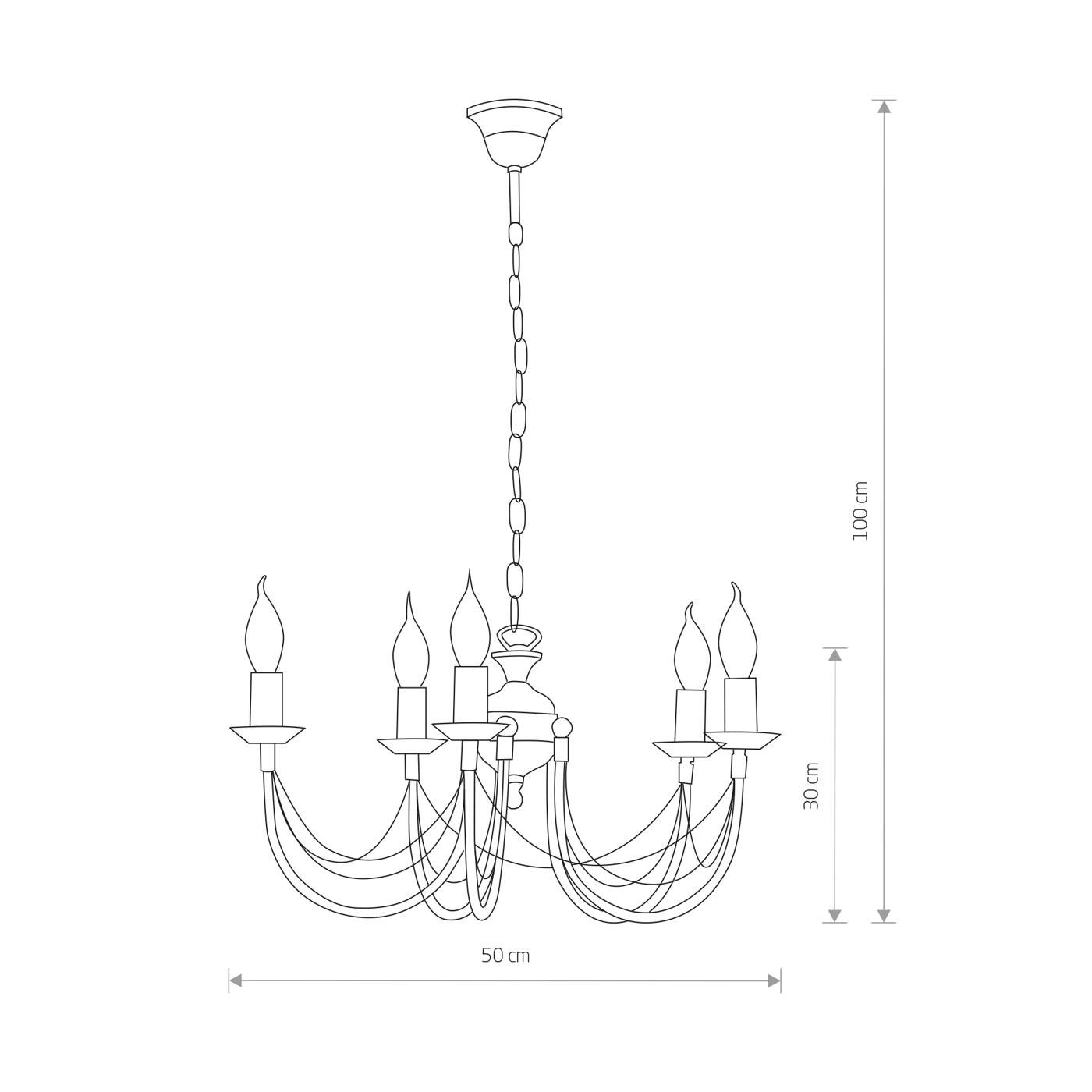 Żyrandol świeczki ARES V zwis 205